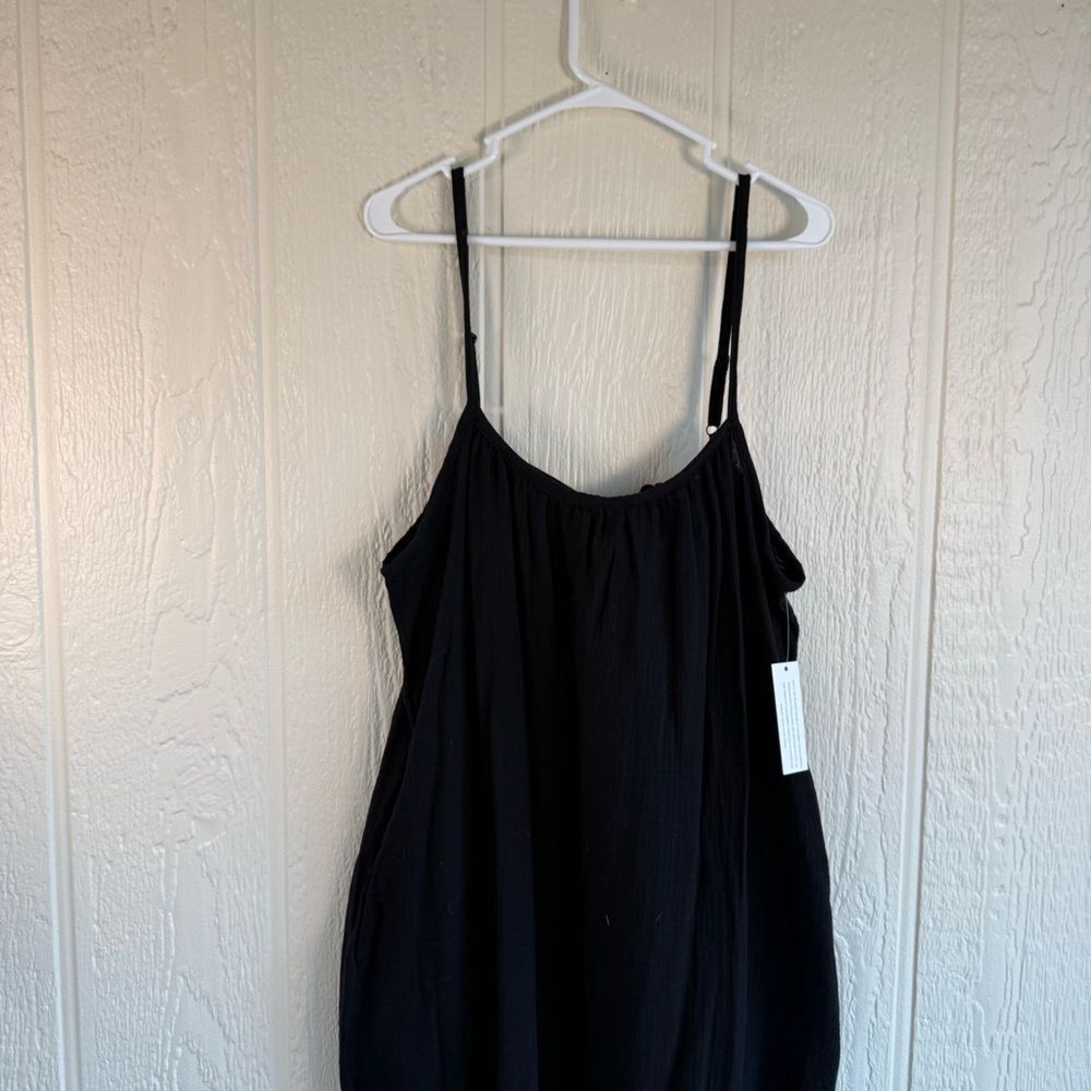 Sol Angeles Black Midi Slip Dress with Spaghetti Straps - Picture 2 of 9